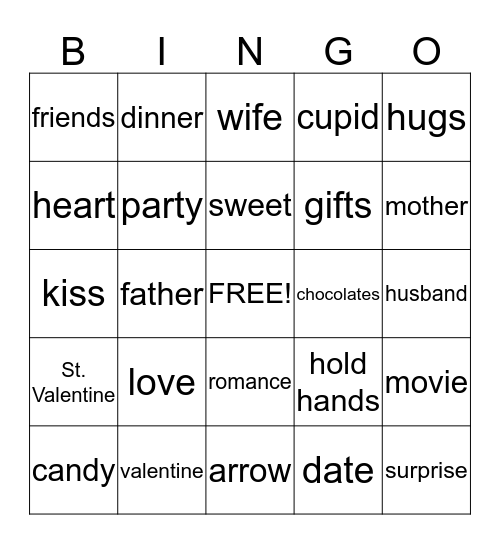 Valentine Bingo Card