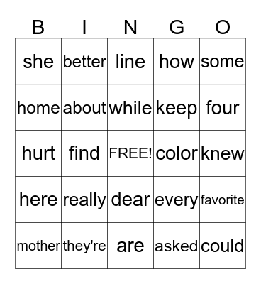 Word Wall Words for 2nd Grade (Weeks 17-20) Bingo Card