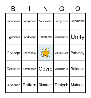 Ms.Gregoli's Art Bingo! Bingo Card