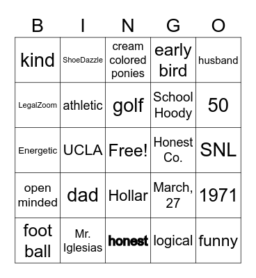 Happy 50, Eugene!!! Bingo Card