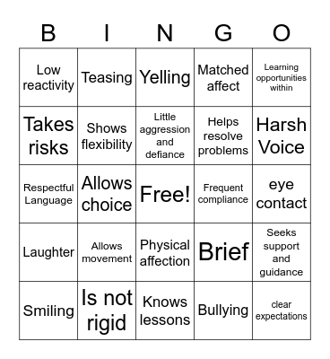 CLASS BINGO Card