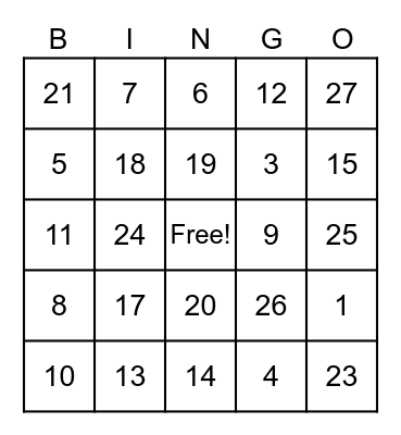 Classroom Rules 2023 Bingo Card