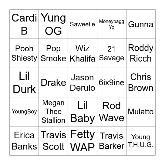 Round 4- Club Bangers Bingo Card