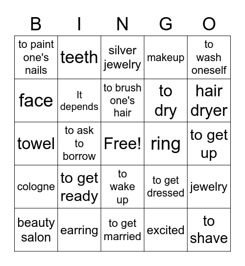 Realidades 2; Chapter 2A Vocabulary Bingo Card