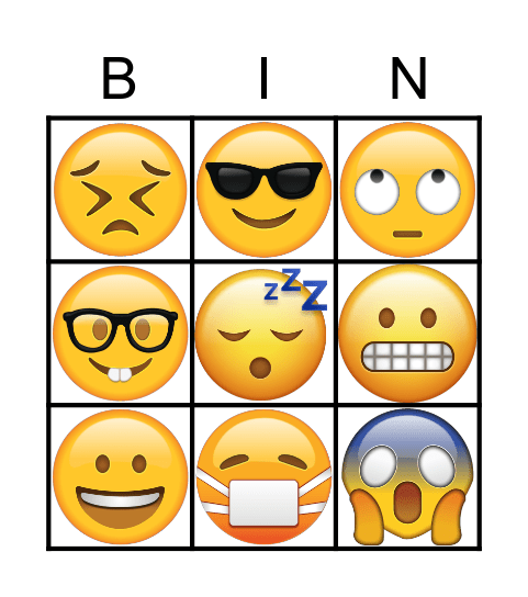 Emoji - Emotions Bingo Card