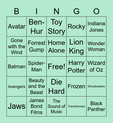 Blockbuster Bingo Card