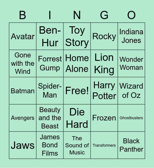 Blockbuster Bingo Card