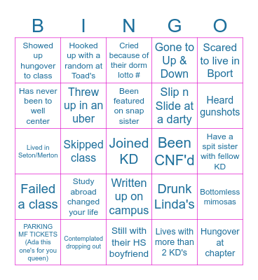 Senior Circle 2 Bingo Card