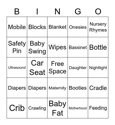 Baby Shower Bingo Card