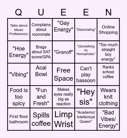 Joaquin Bingo Card