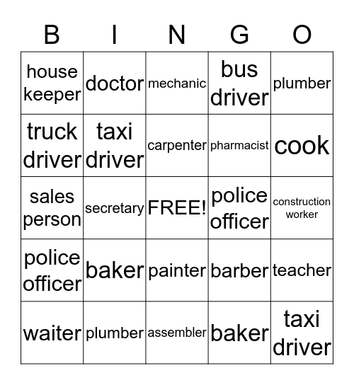 Workplace  Bingo Card