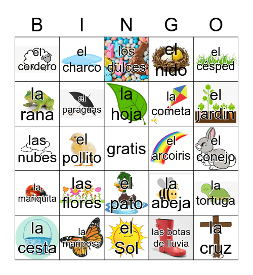 La primavera/Pascua Bingo Card