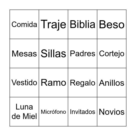 David & Paola Bingo Card