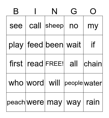 1st grade Valentine's Day Bingo Card