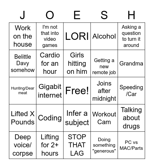 Midnight Betting Bingo Card