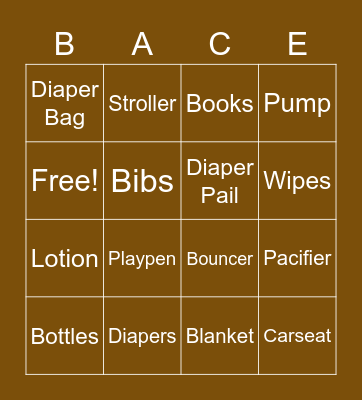 Taelor & Booker's Baby Shower Bingo Card
