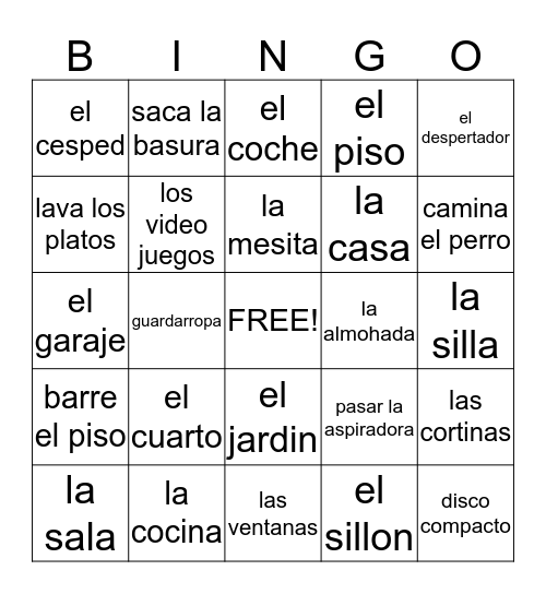 LA CASA Bingo Card