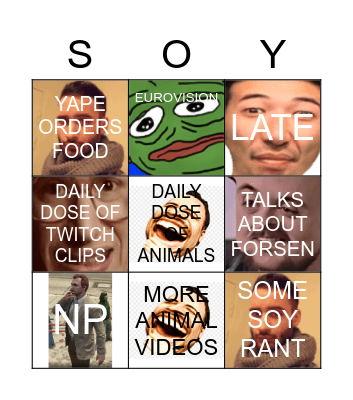 Intro Stream Soy Bingo Card