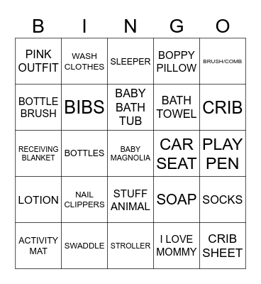 BABY SHOWER Bingo Card