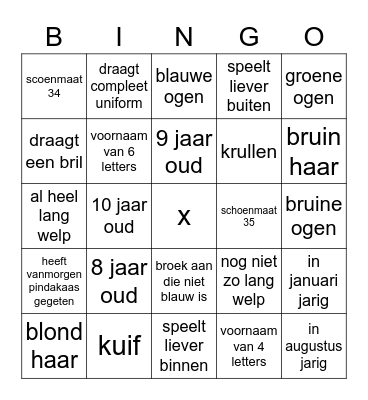 Welpen Bingo Card