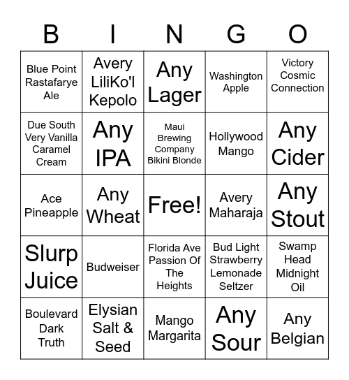 CRAFT BEER BINGO Card