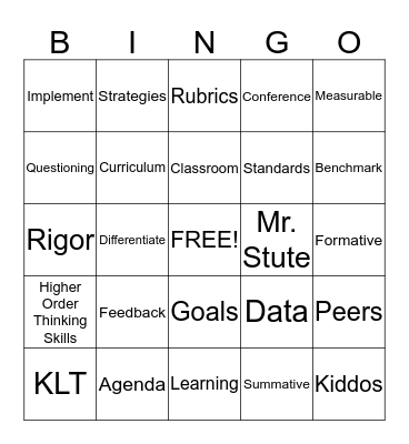 Buzzword Bingo Card