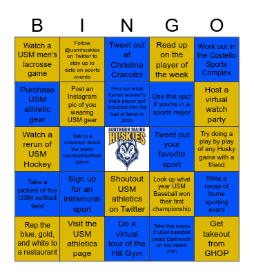 USM Sports Bingo Bash Bingo Card