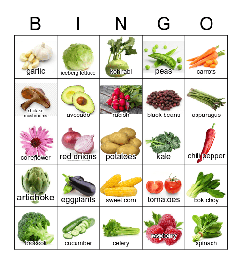 Vegetables Bingo Card