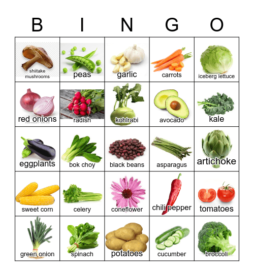 Vegetables Bingo Card