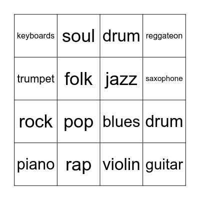 Music Bingo Card
