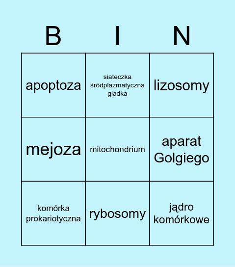Komórka Bingo Card
