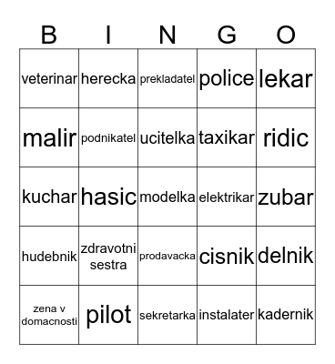 profesiones Bingo Card