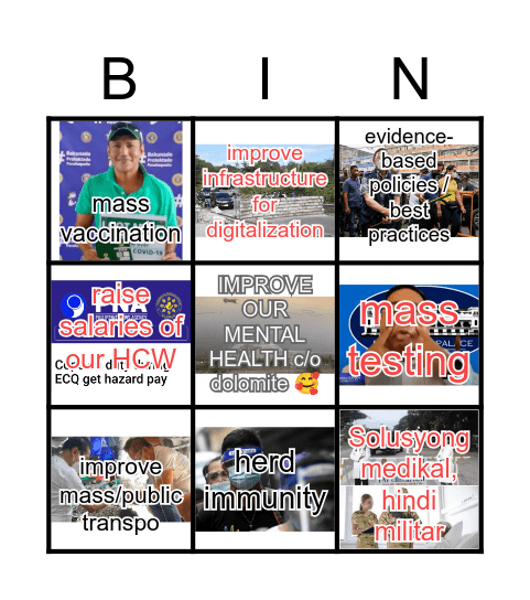 Things the government did/achieved to help us cope with the pandemic Bingo Card