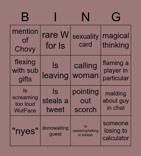 a Bingo Card