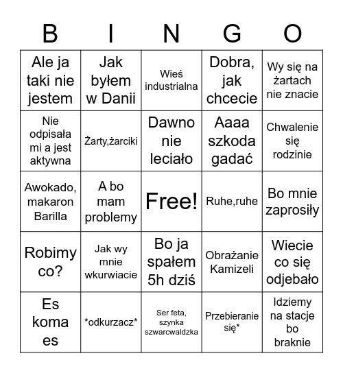 Bartii Bingo Card