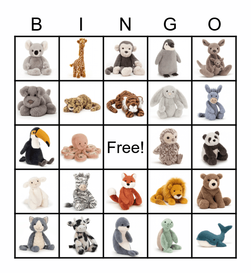 STUFFED ANIMAL Bingo Card