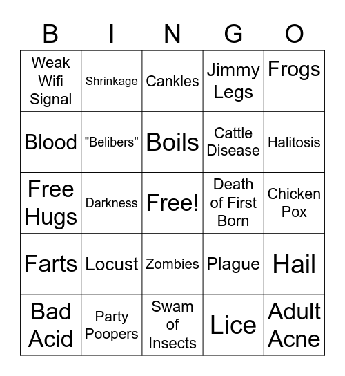Plague Bingo Card