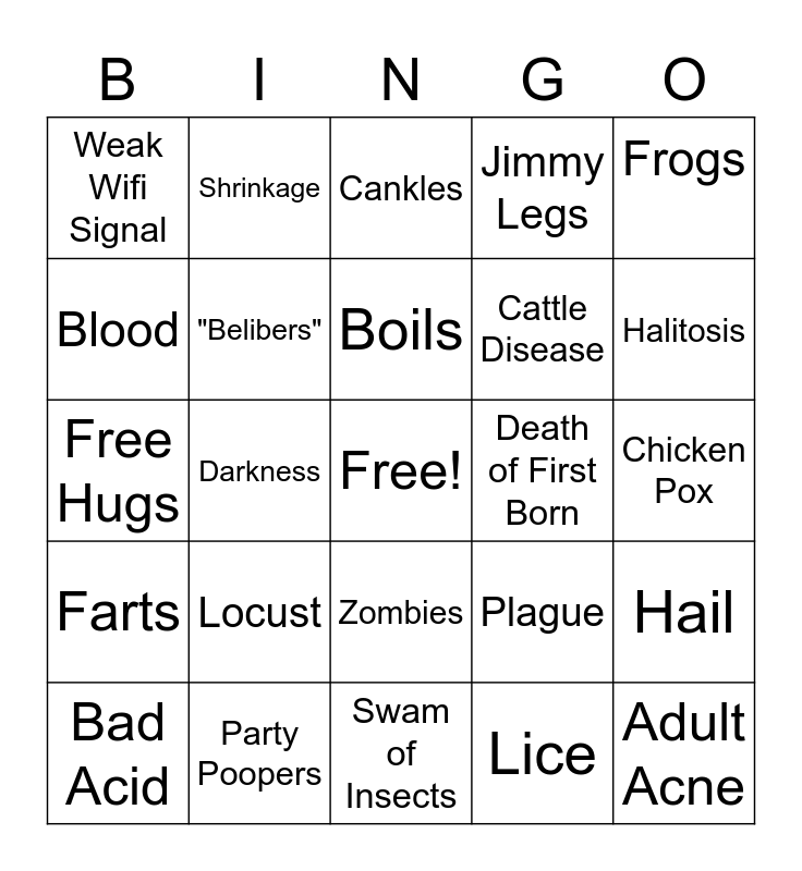 Plague Bingo Card