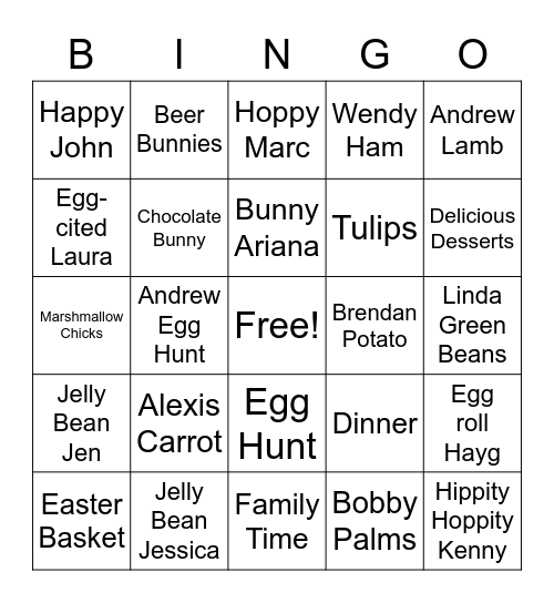 Easter Day Bingo Card