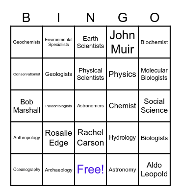 Specialist Bingo Card