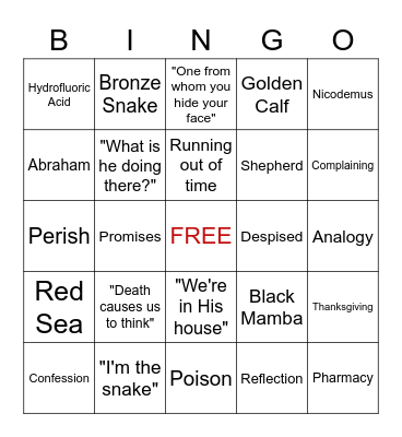 InterHigh 3/28/21 Bingo Card