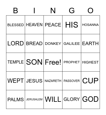 PALM SUNDAY Bingo Card