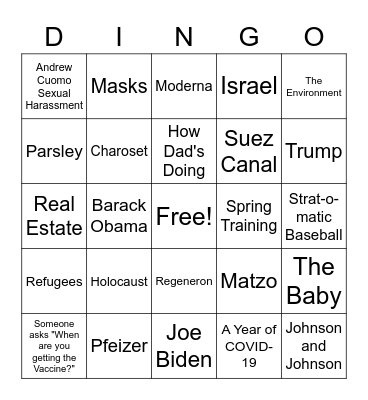 Passover Bingo Card