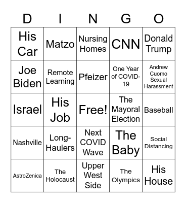 Passover Bingo (Zach) Bingo Card