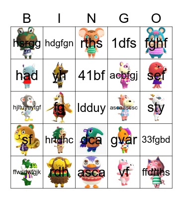 Animal Crossing Bingo Card