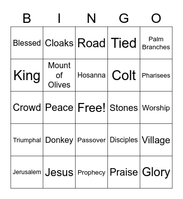 Palm Sunday Bingo Card