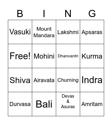 Ocean Churning Bingo Card