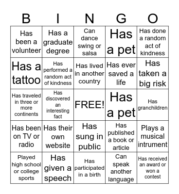 Networking BINGO Card