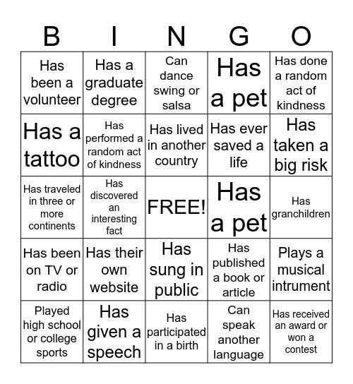 Networking BINGO Card