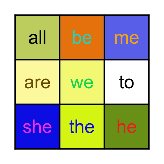 Blue Tricky Words Bingo Card